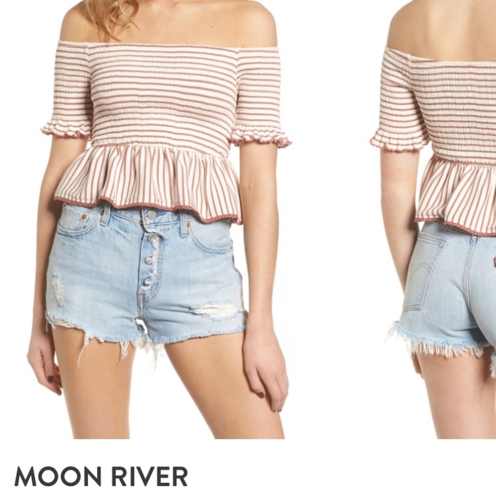 Off the shoulder stripe peplum top